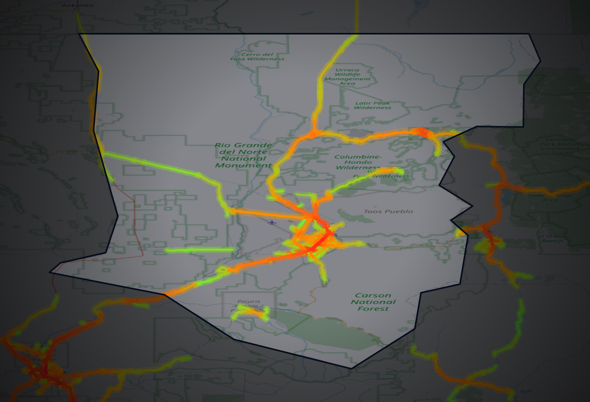 Traffic map of Taos, New Mexico