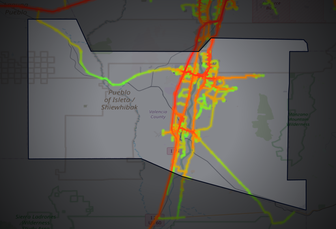 Traffic map of Valencia, New Mexico