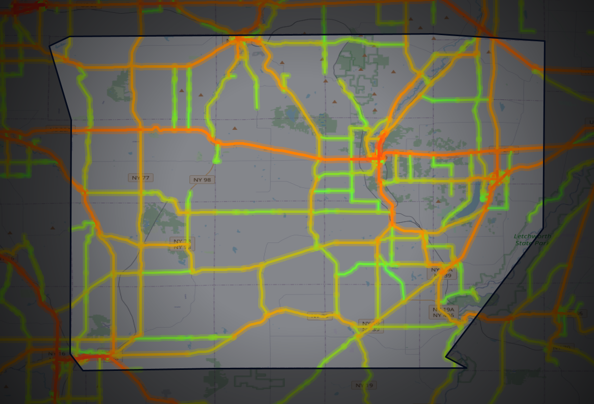 Traffic map of Wyoming, New York