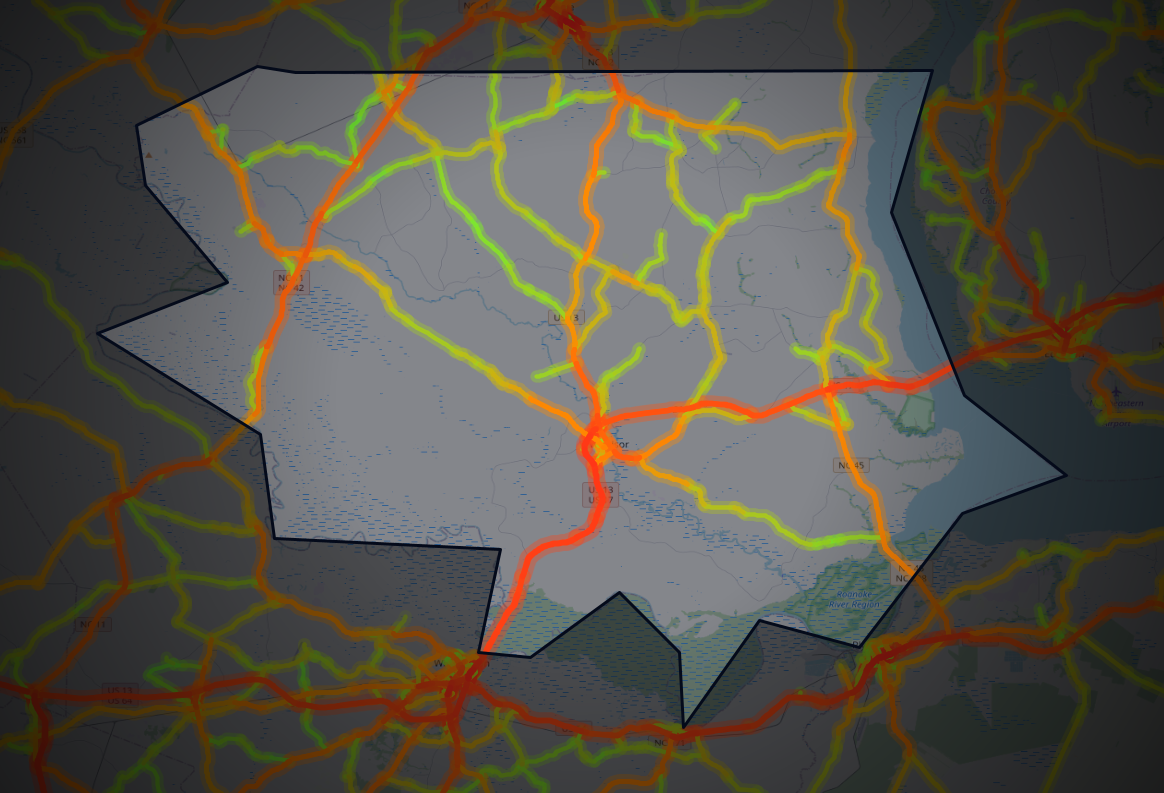 Traffic map of Bertie, North Carolina