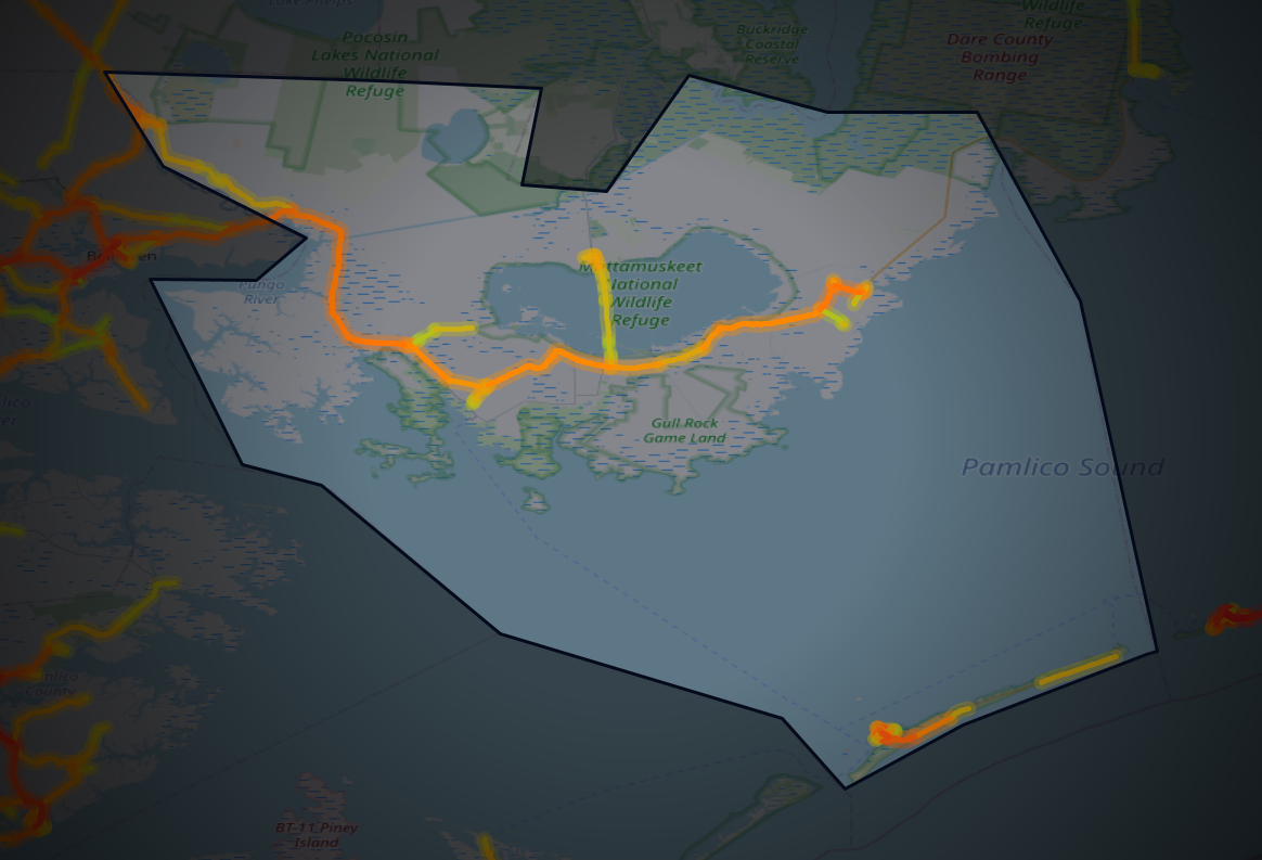 Traffic map of Hyde, North Carolina