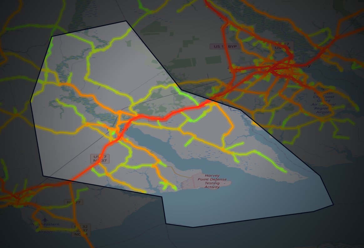 Traffic map of Perquimans, North Carolina