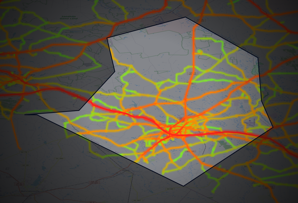 Traffic map of Scotland, North Carolina