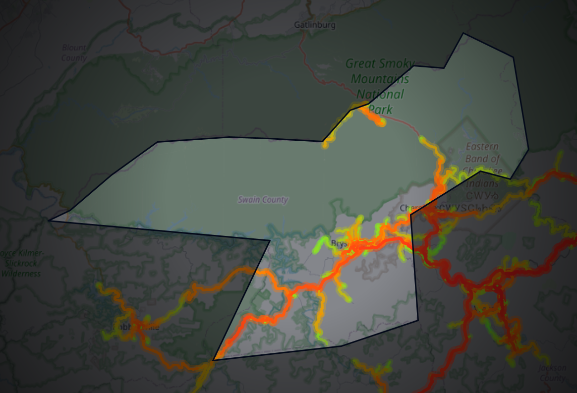 Traffic map of Swain, North Carolina
