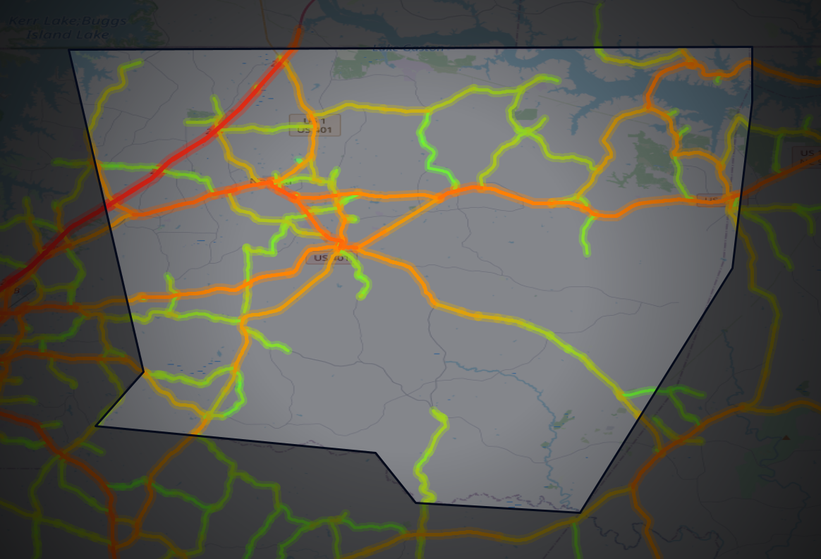 Traffic map of Warren, North Carolina