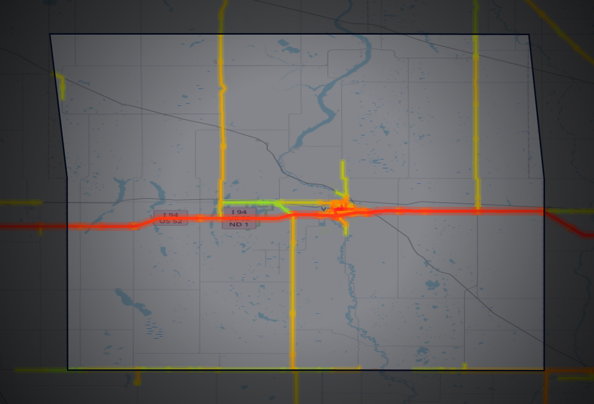 Traffic map of Barnes, North Dakota