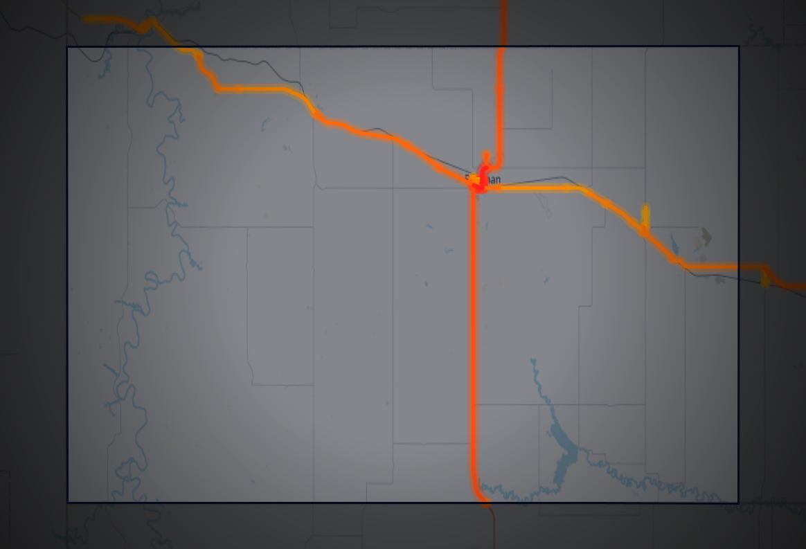 Traffic map of Bowman, North Dakota