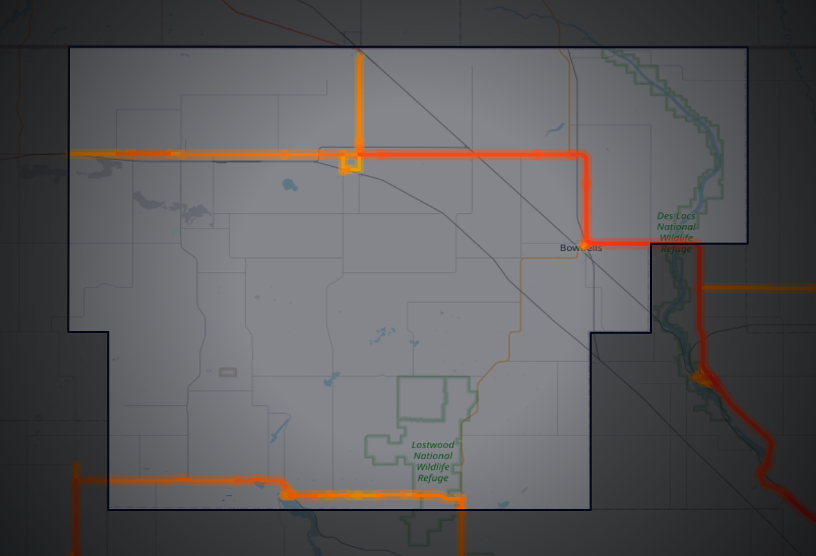 Traffic map of Burke, North Dakota