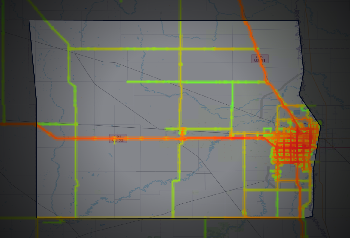 Traffic map of Cass, North Dakota