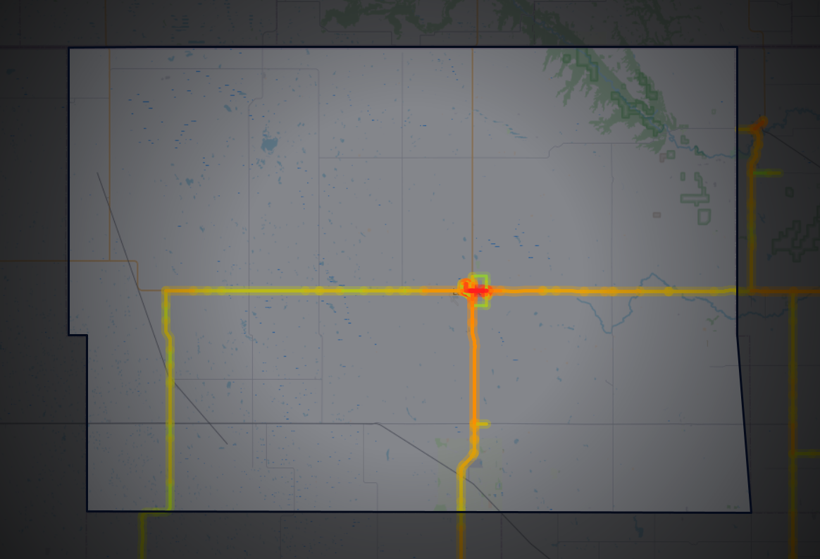 Traffic map of Cavalier, North Dakota
