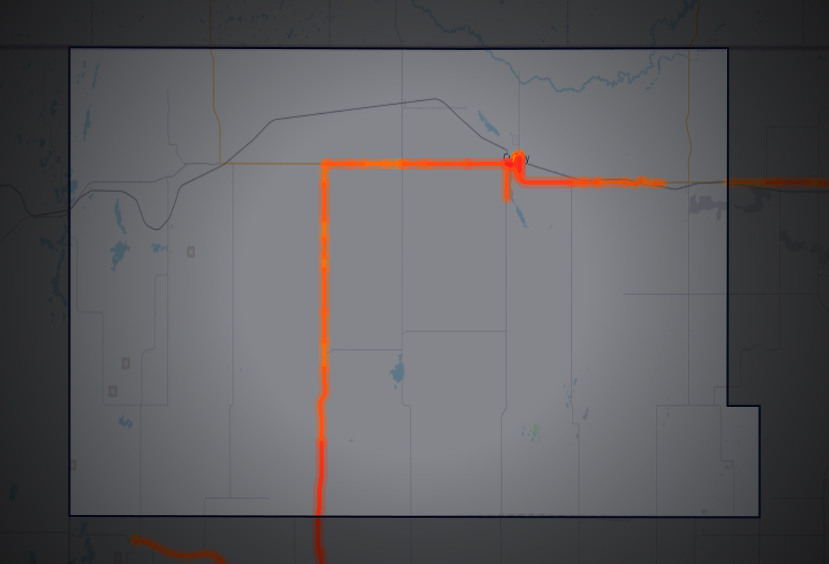 Traffic map of Divide, North Dakota