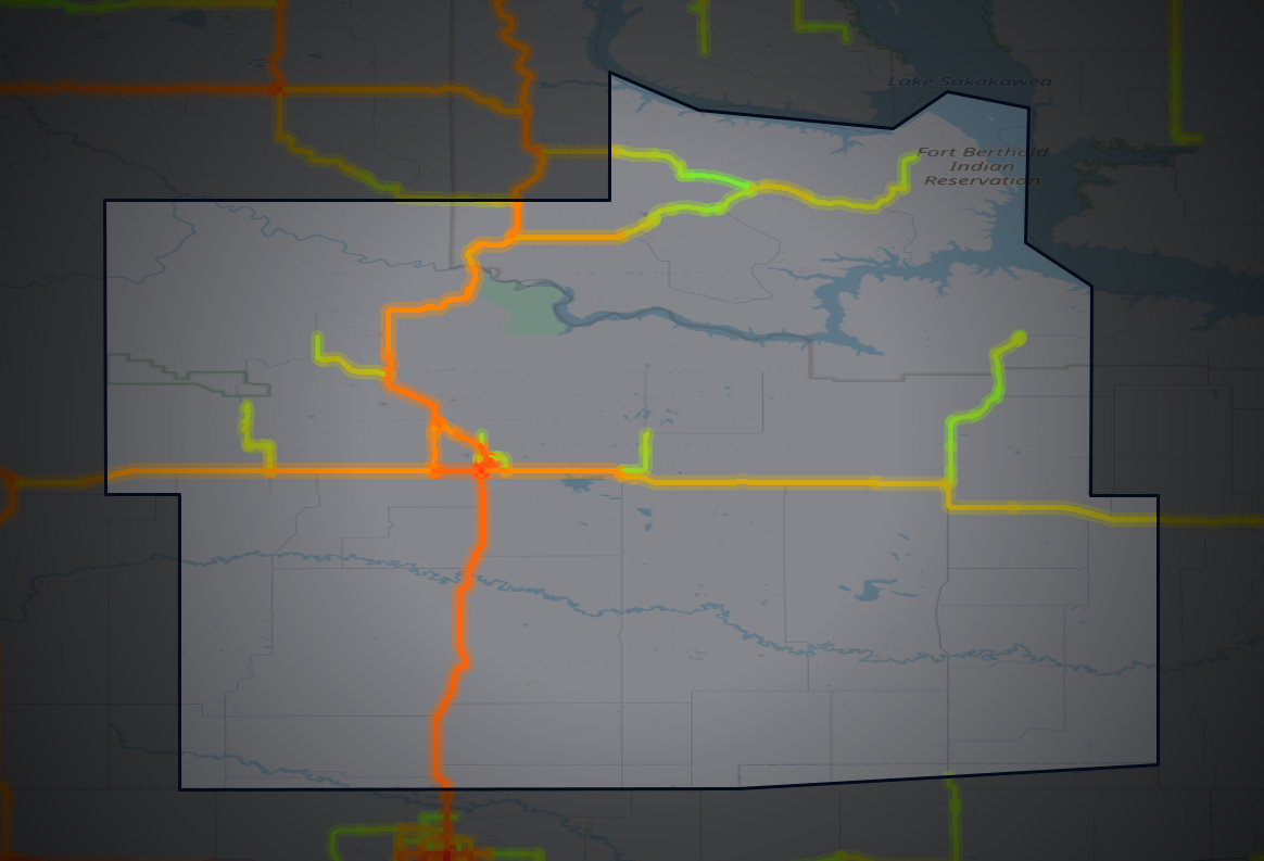 Traffic map of Dunn, North Dakota