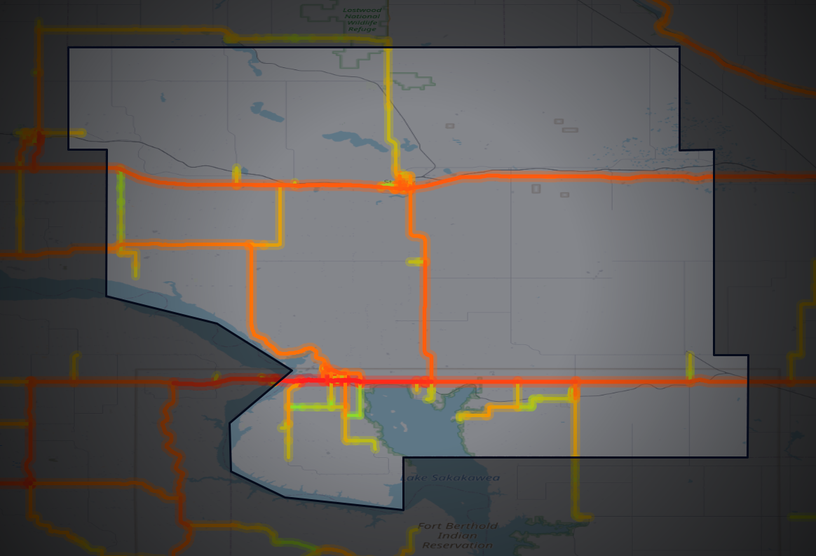 Traffic map of Mountrail, North Dakota