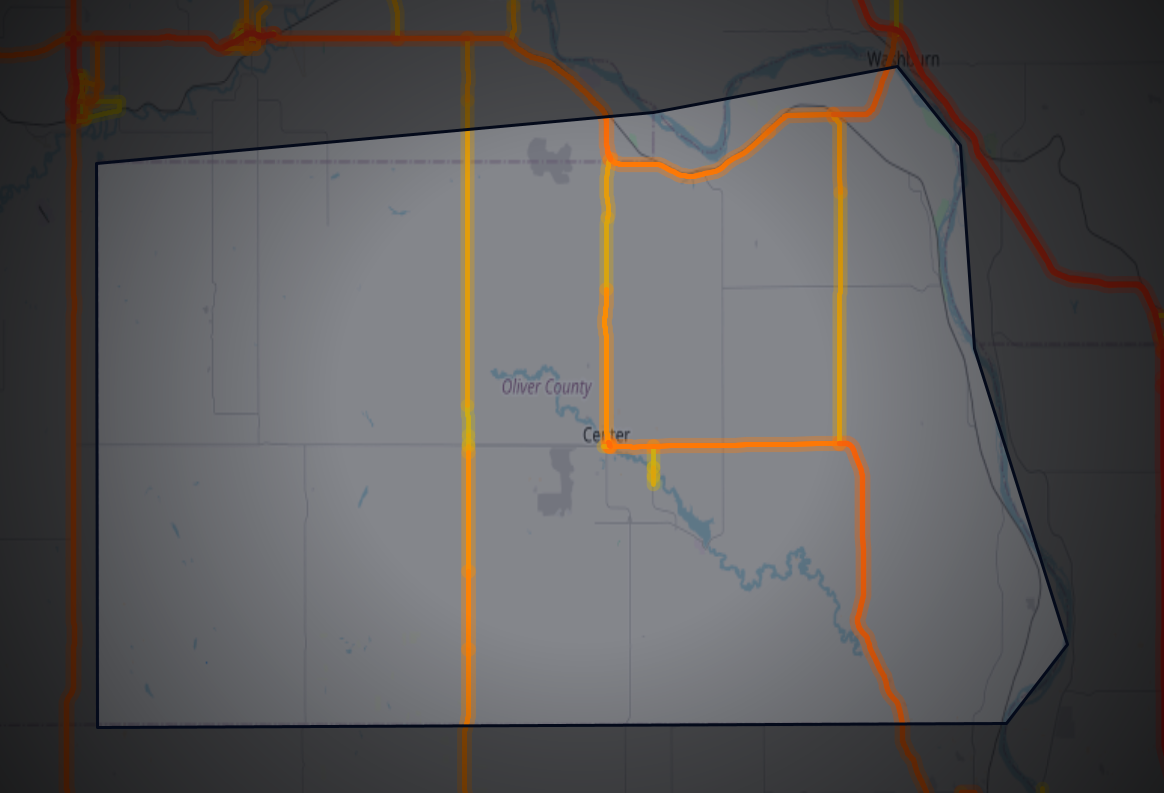 Traffic map of Oliver, North Dakota
