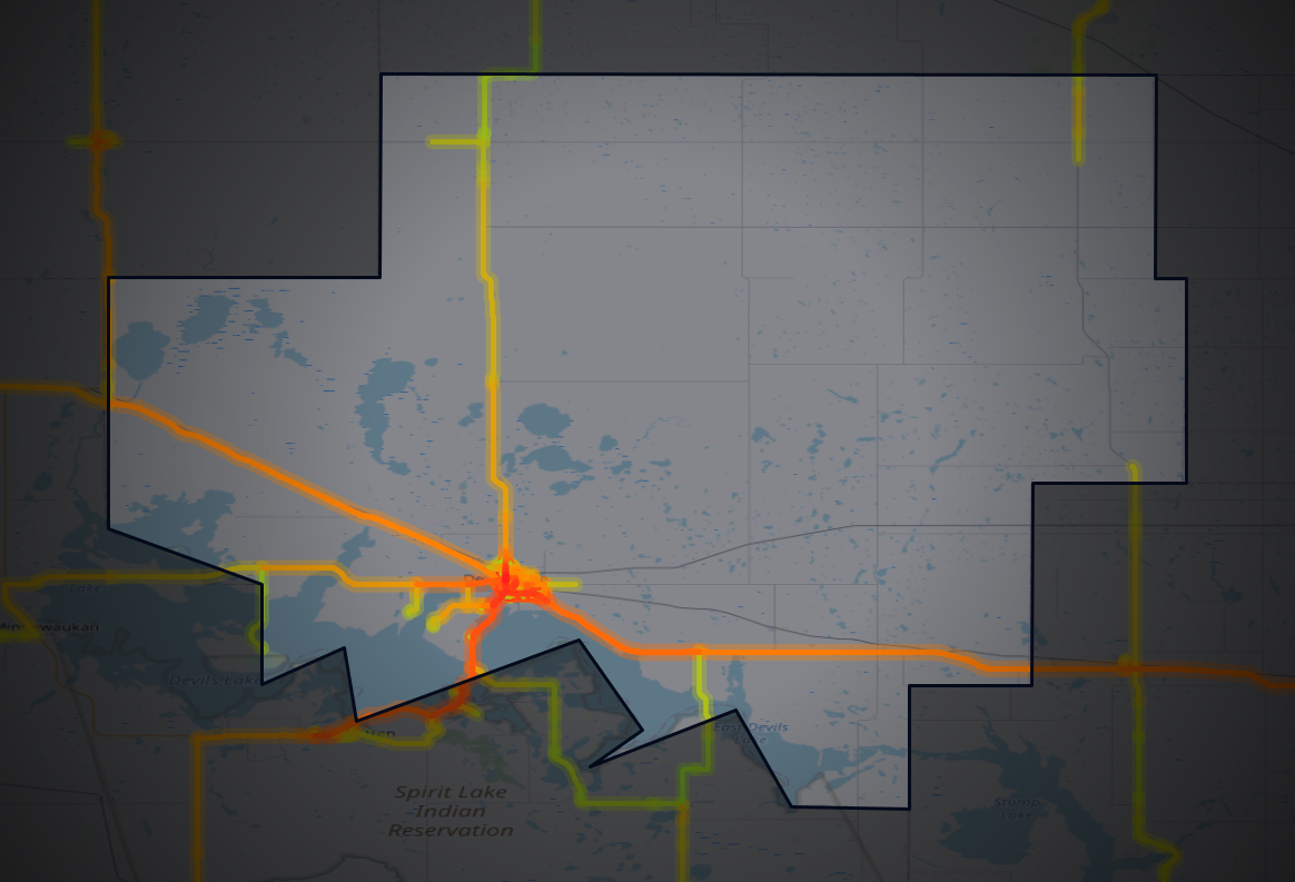 Traffic map of Ramsey, North Dakota