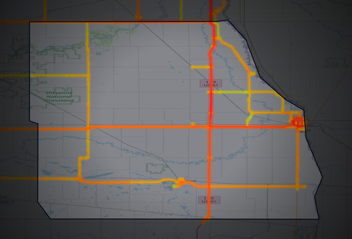 Traffic map of Richland, North Dakota