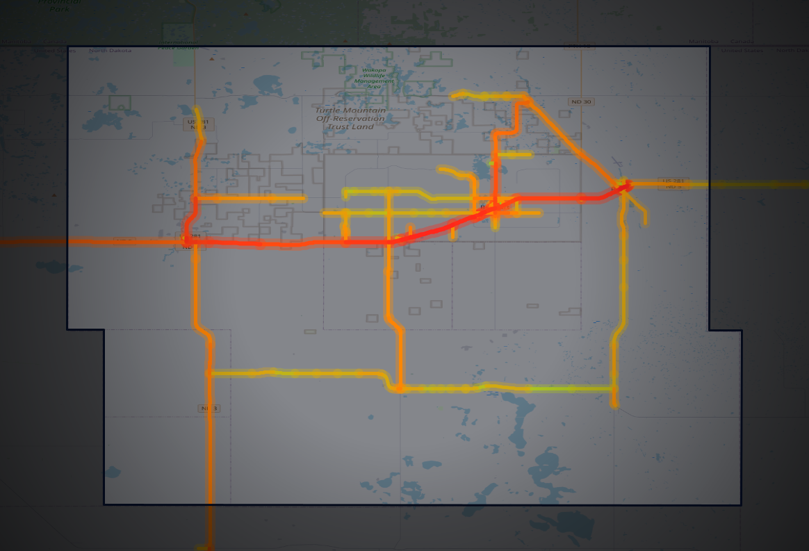 Traffic map of Rolette, North Dakota