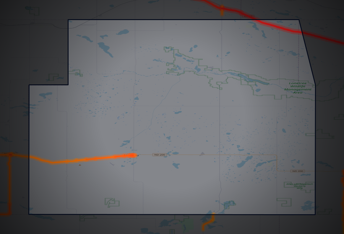 Traffic map of Sheridan, North Dakota