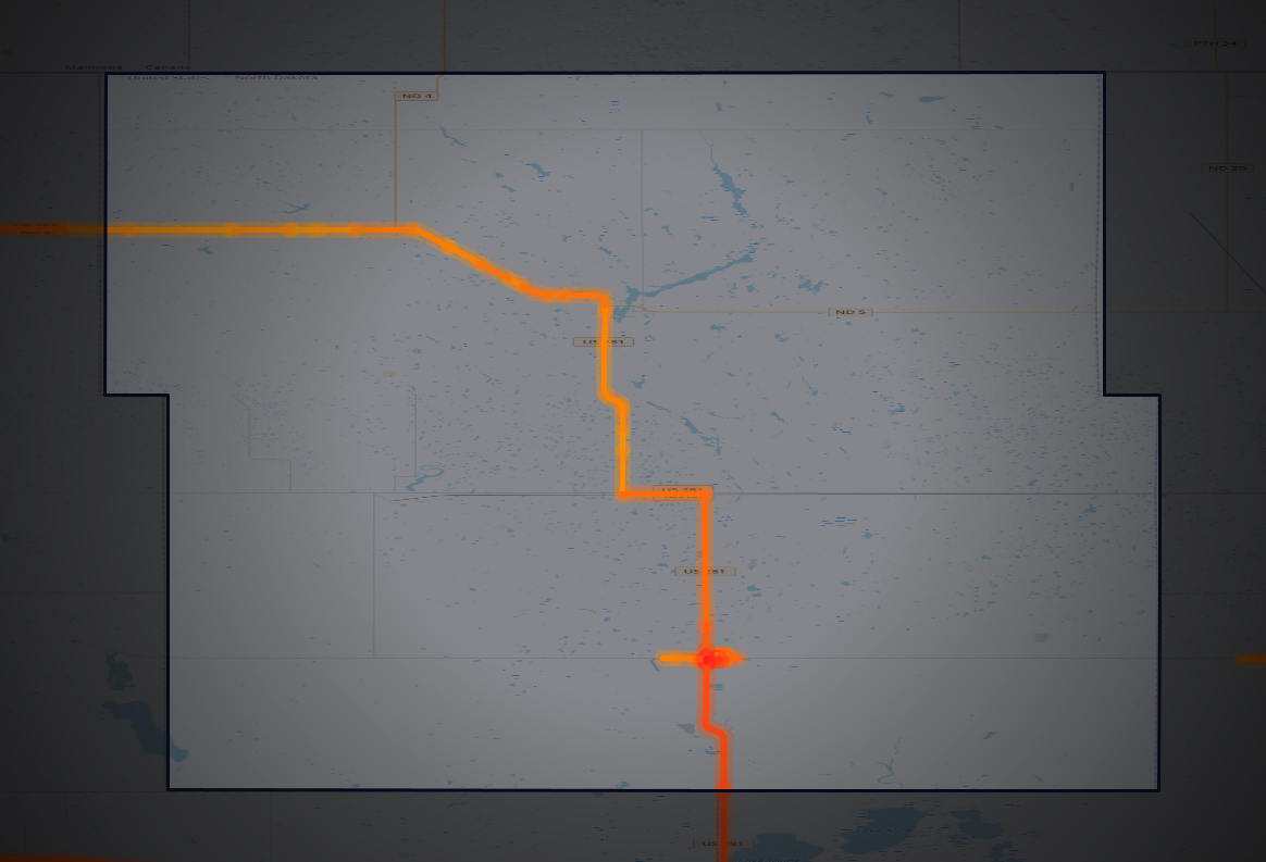 Traffic map of Towner, North Dakota