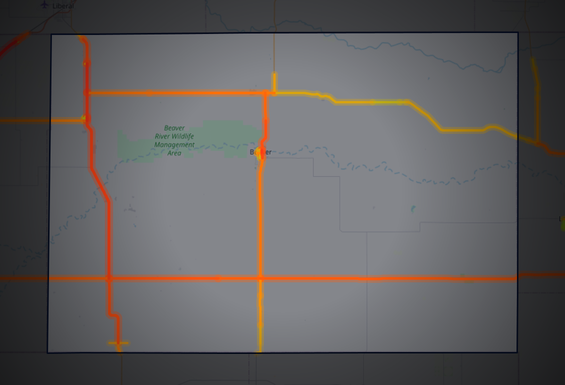 Traffic map of Beaver, Oklahoma