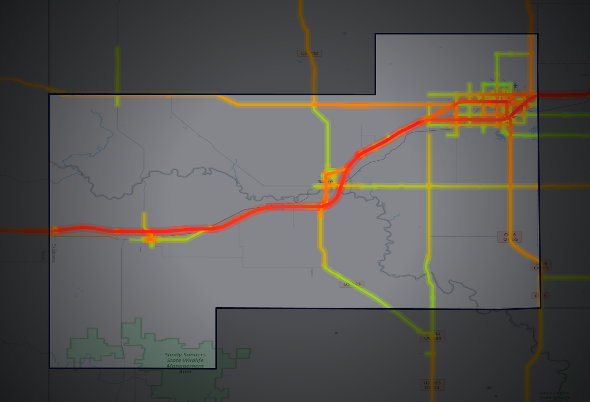 Traffic map of Beckham, Oklahoma