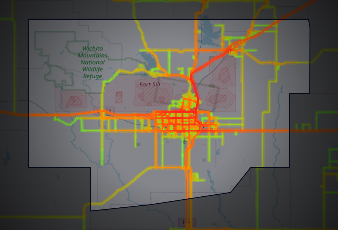 Traffic map of Comanche, Oklahoma