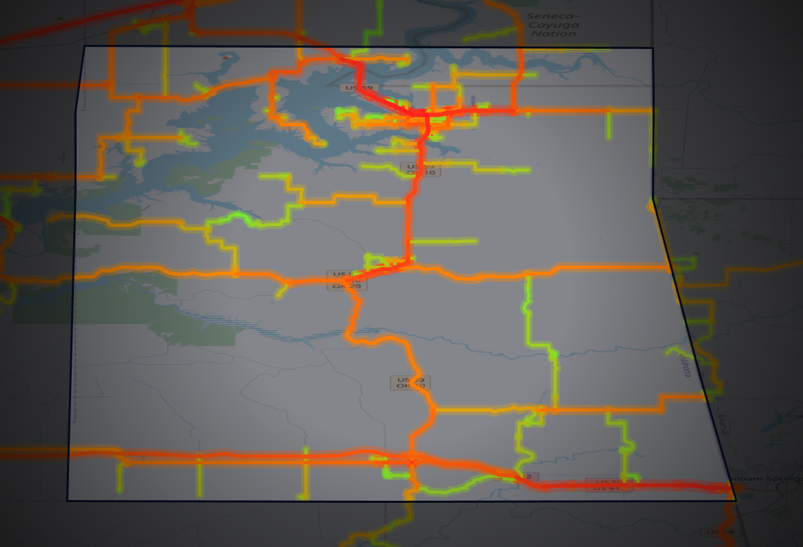 Traffic map of Delaware, Oklahoma