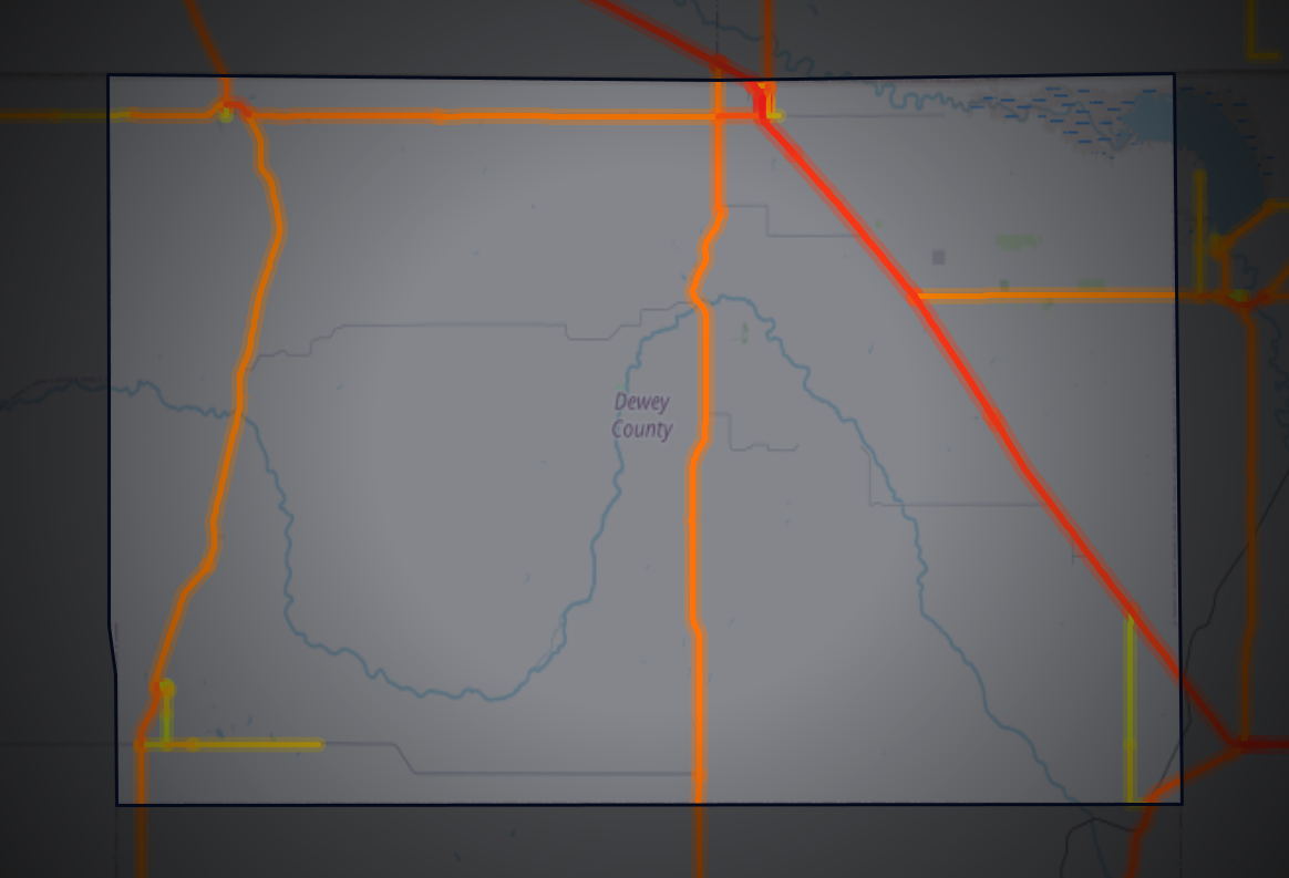 Traffic map of Dewey, Oklahoma