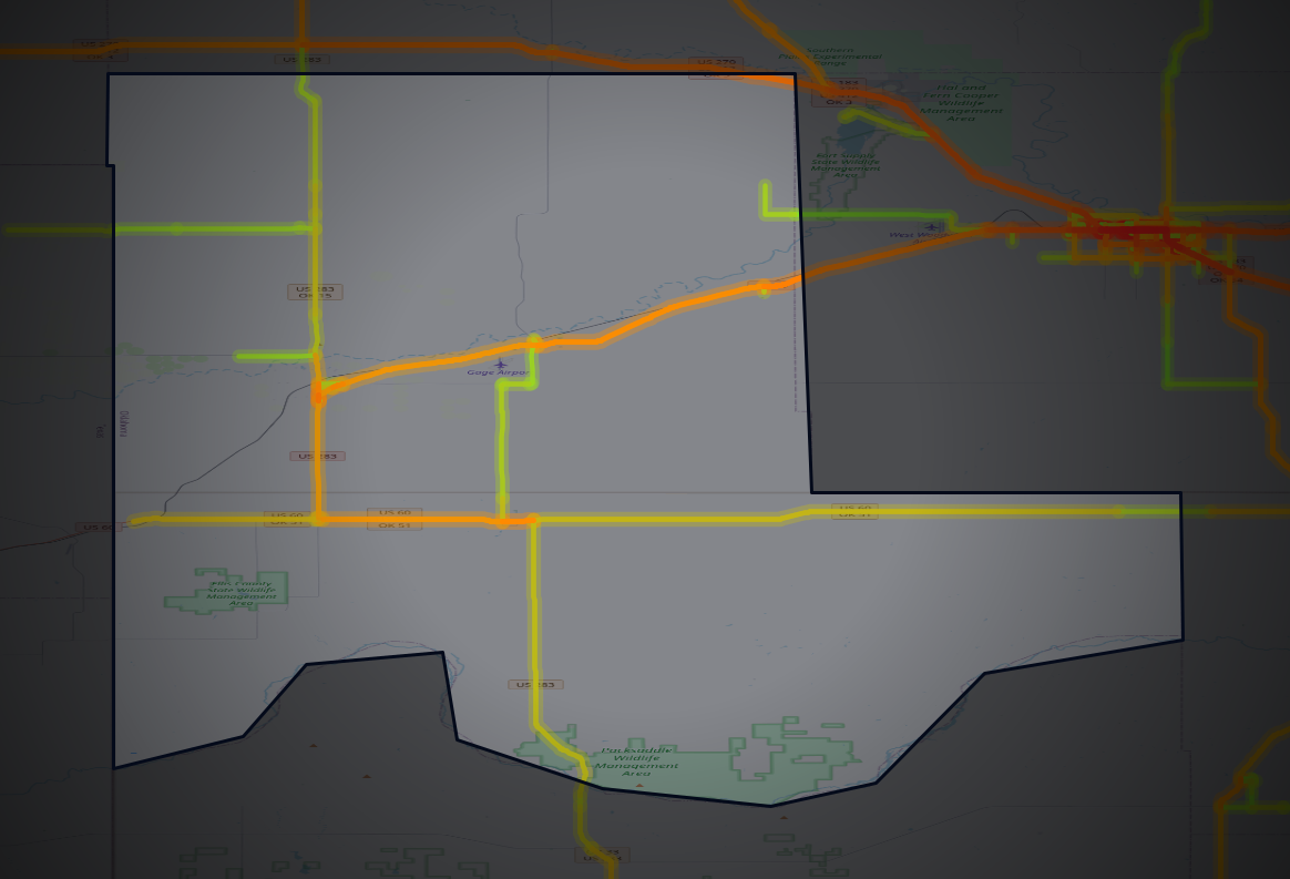 Traffic map of Ellis, Oklahoma