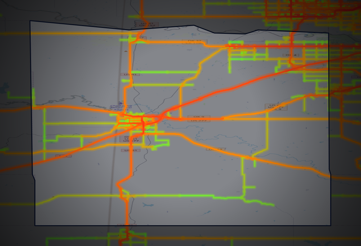 Traffic map of Grady, Oklahoma