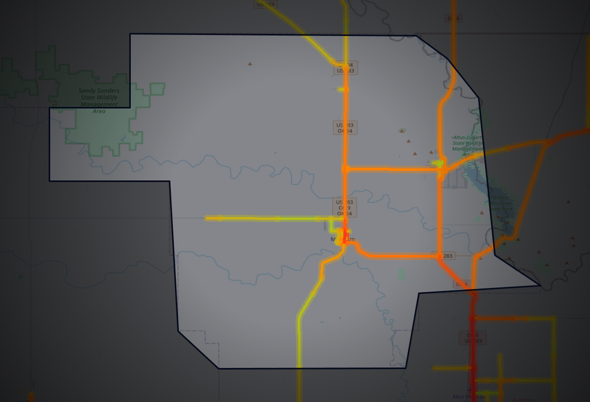 Traffic map of Greer, Oklahoma