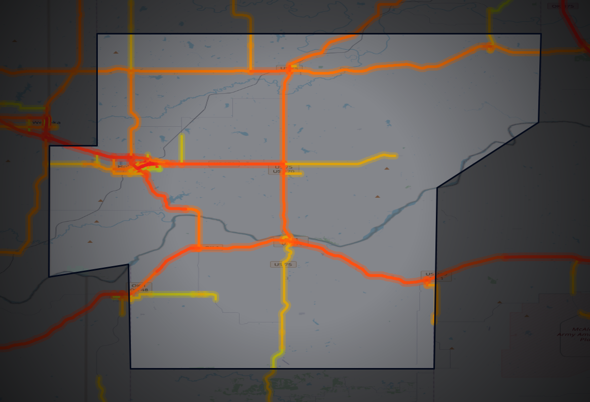 Traffic map of Hughes, Oklahoma