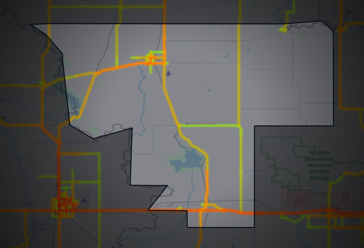 Traffic map of Kiowa, Oklahoma