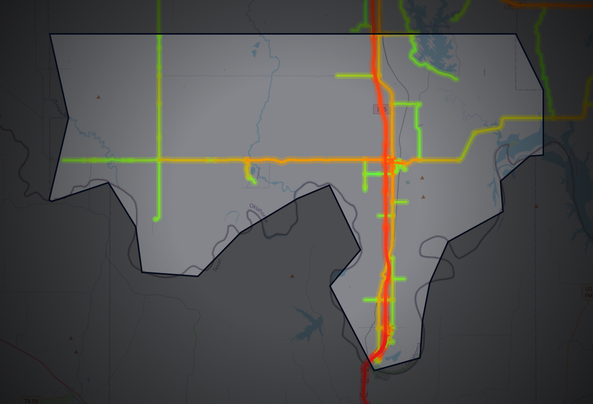 Traffic map of Love, Oklahoma