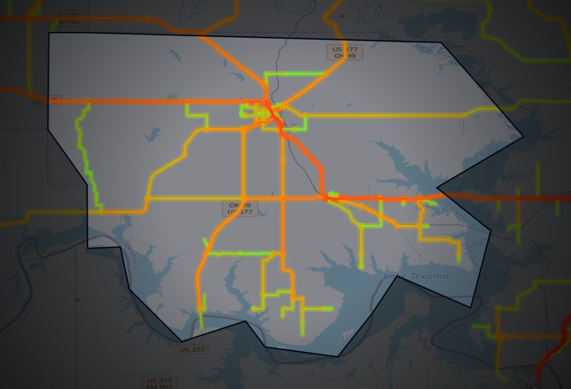 Traffic map of Marshall, Oklahoma
