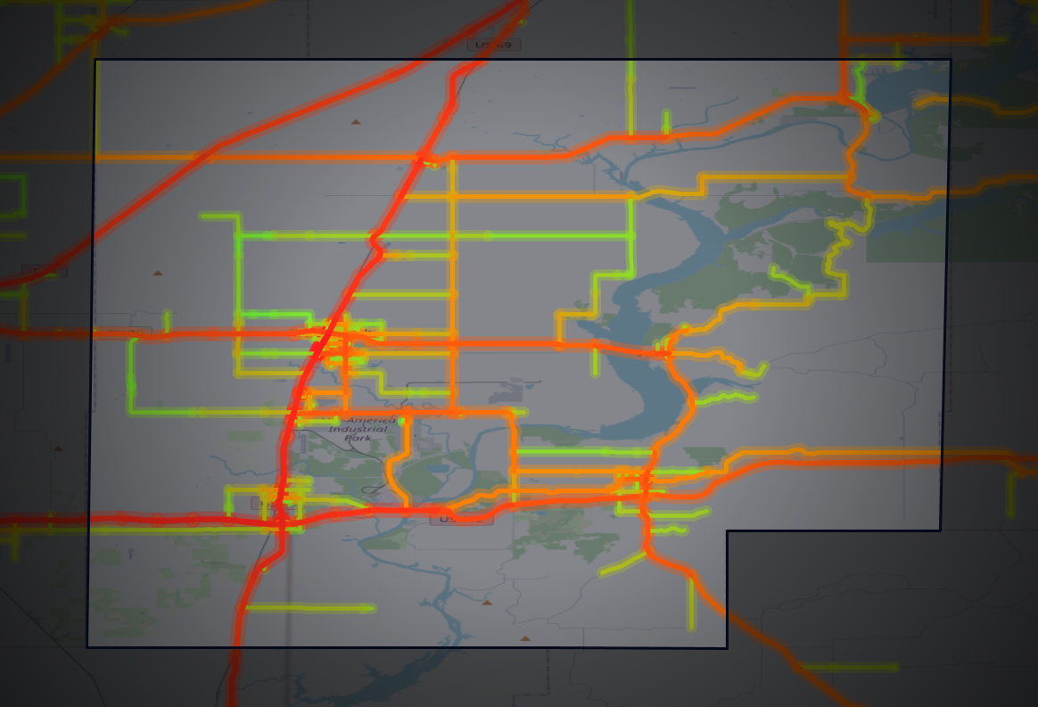 Traffic map of Mayes, Oklahoma