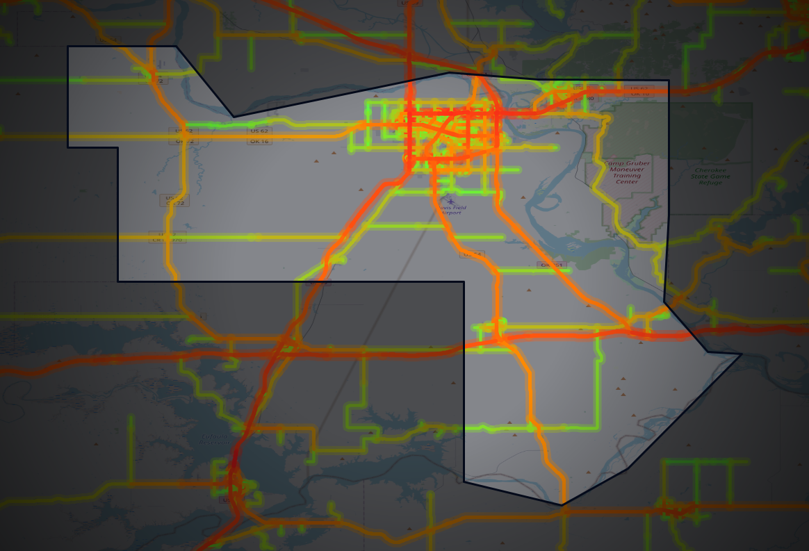 Traffic map of Muskogee, Oklahoma