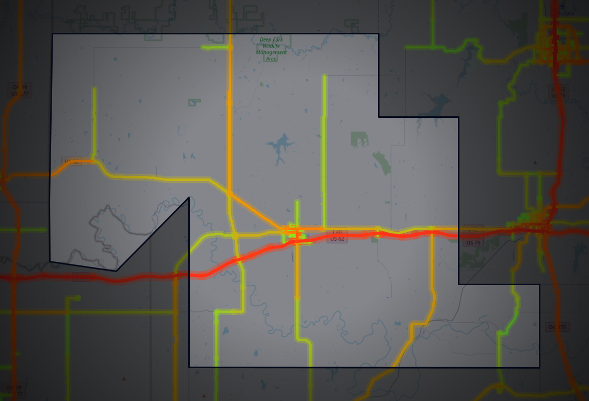 Traffic map of Okfuskee, Oklahoma