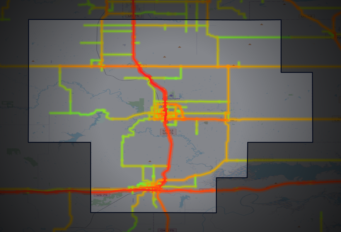 Traffic map of Okmulgee, Oklahoma