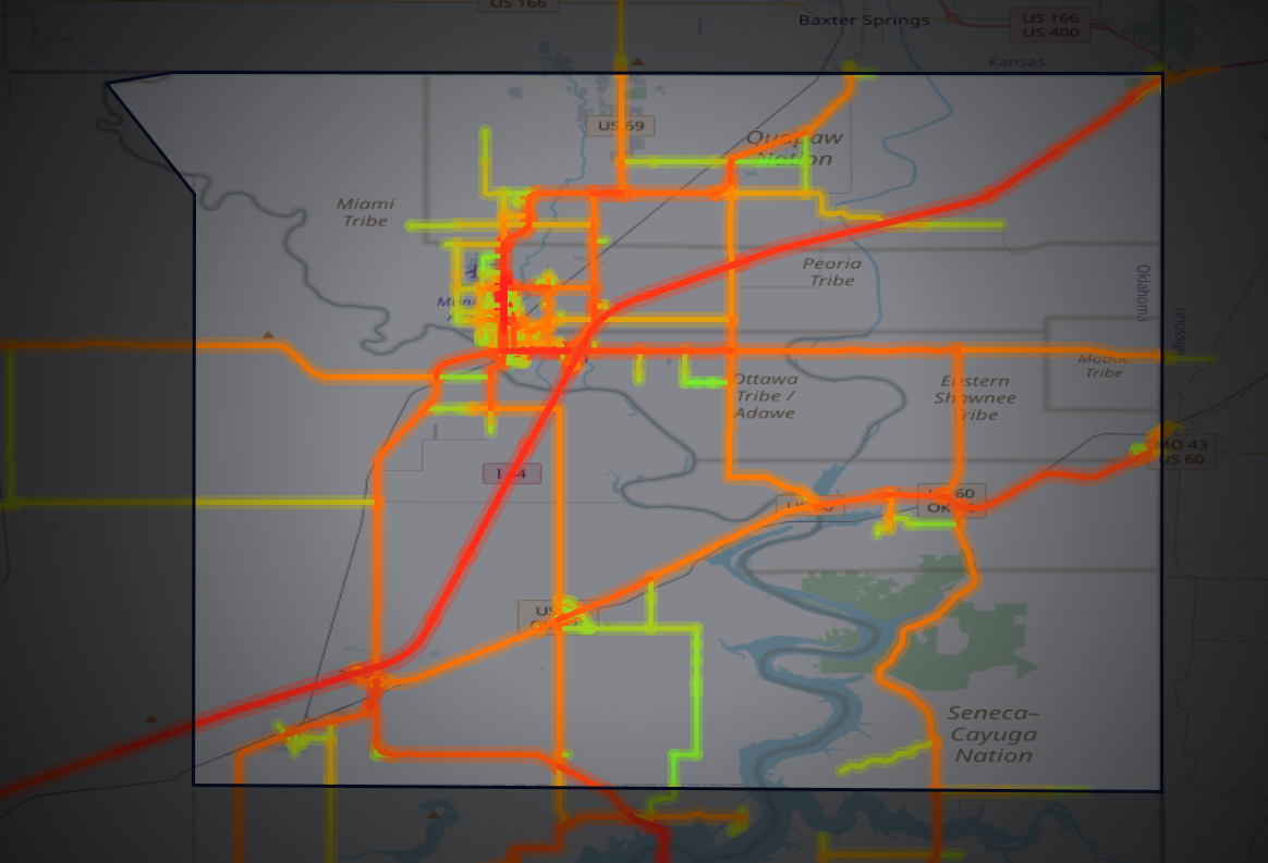 Traffic map of Ottawa, Oklahoma