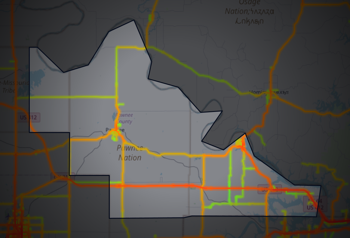 Traffic map of Pawnee, Oklahoma