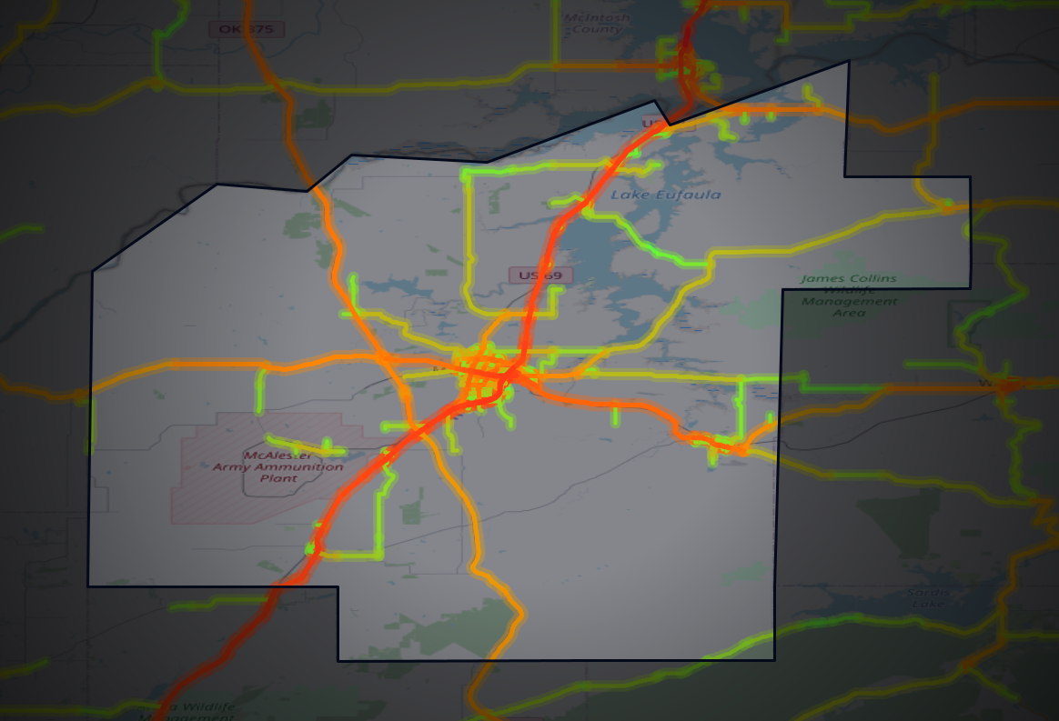 Traffic map of Pittsburg, Oklahoma