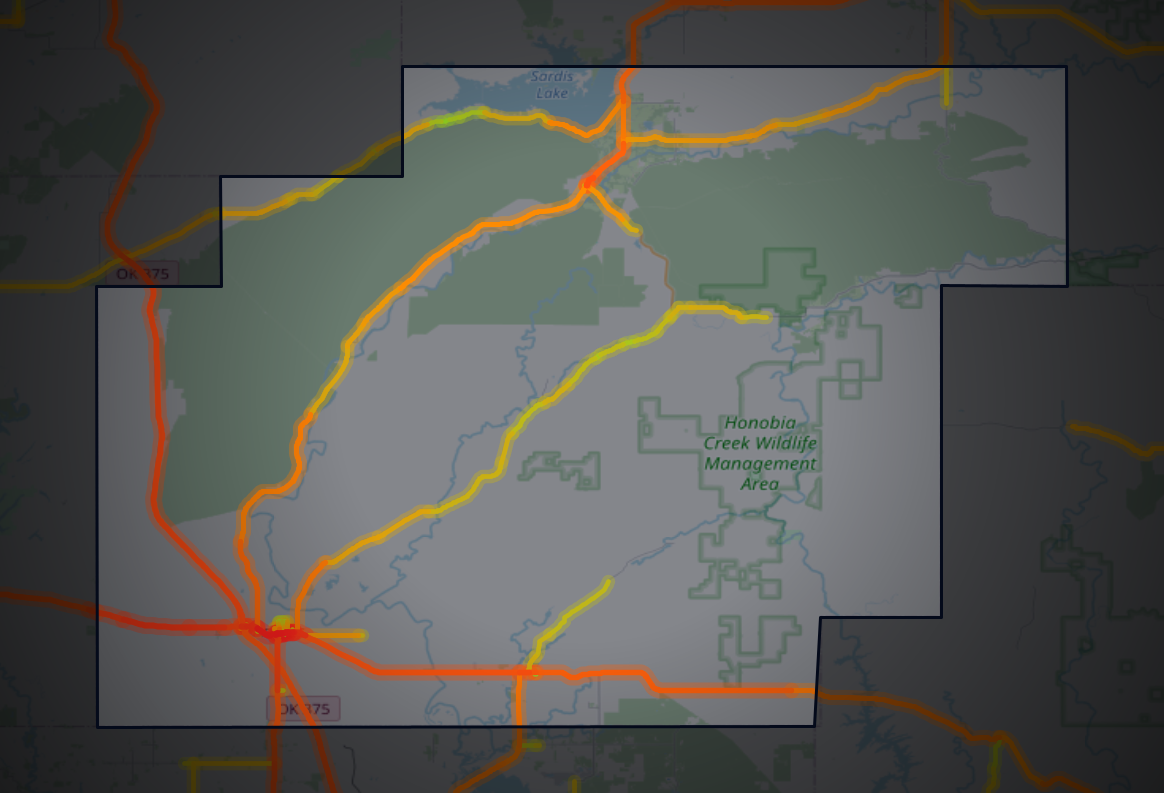 Traffic map of Pushmataha, Oklahoma