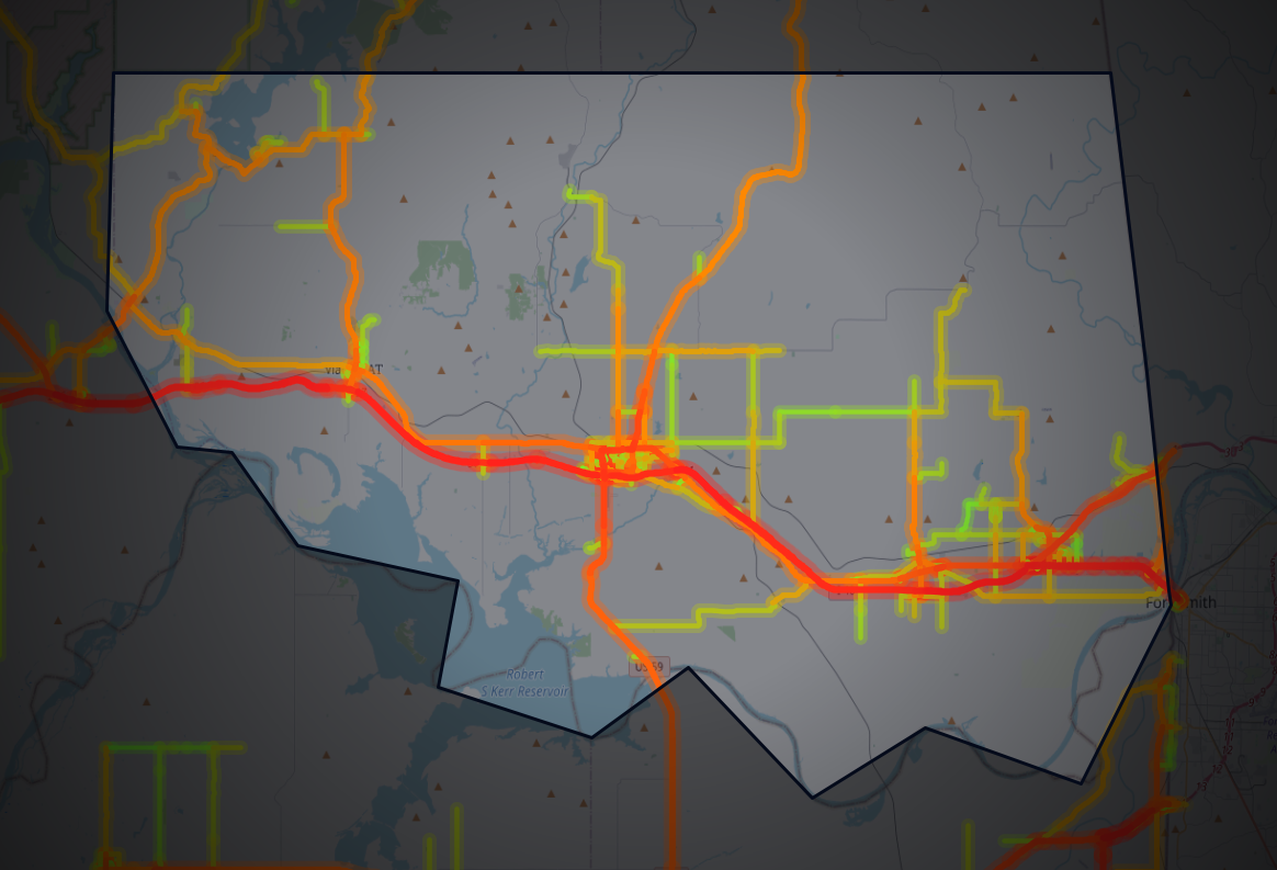 Traffic map of Sequoyah, Oklahoma