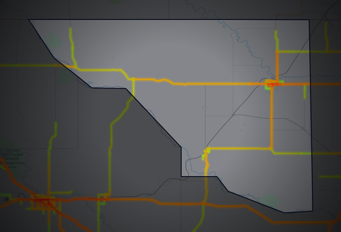 Traffic map of Woods, Oklahoma