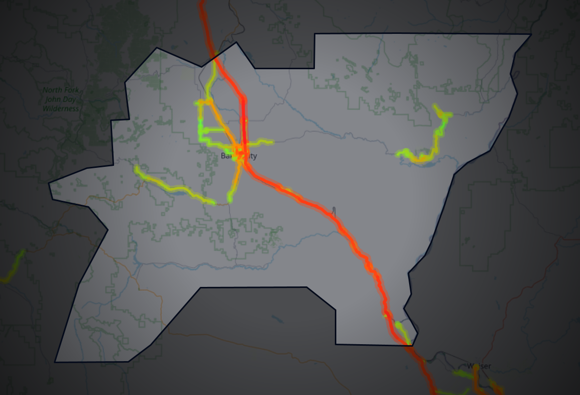Traffic map of Baker, Oregon