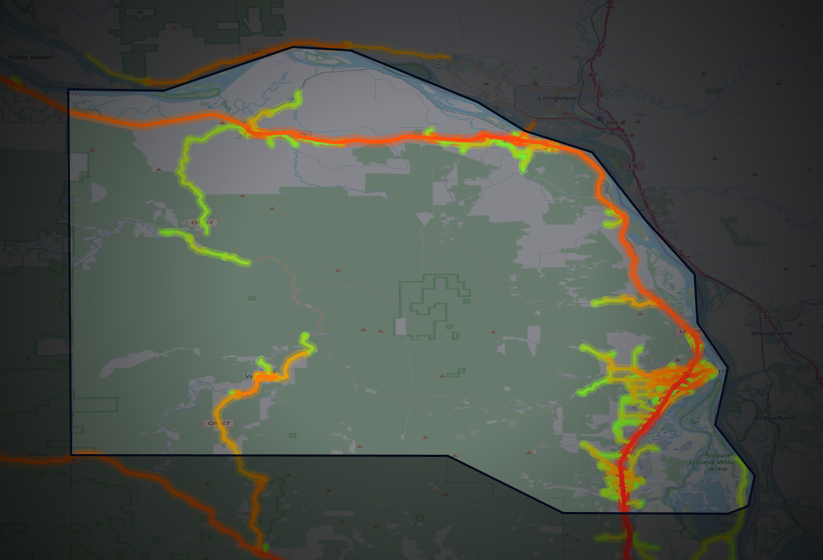Traffic map of Columbia, Oregon
