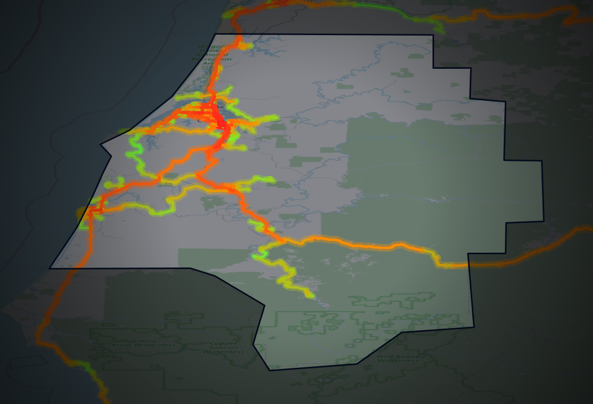 Traffic map of Coos, Oregon
