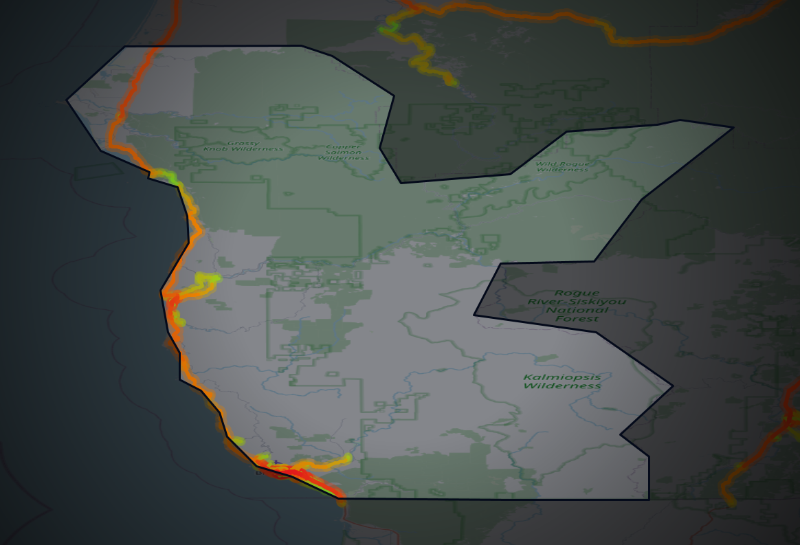 Traffic map of Curry, Oregon