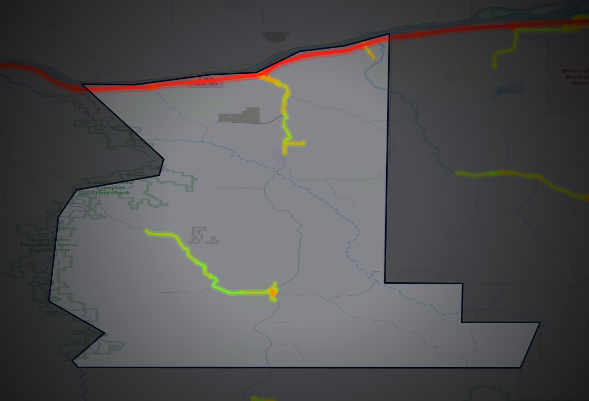 Traffic map of Gilliam, Oregon